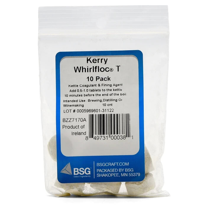 Whirlfloc Irish Moss 10 Tabs - Homebrew Clarifier Tablets Beer Making Brewing