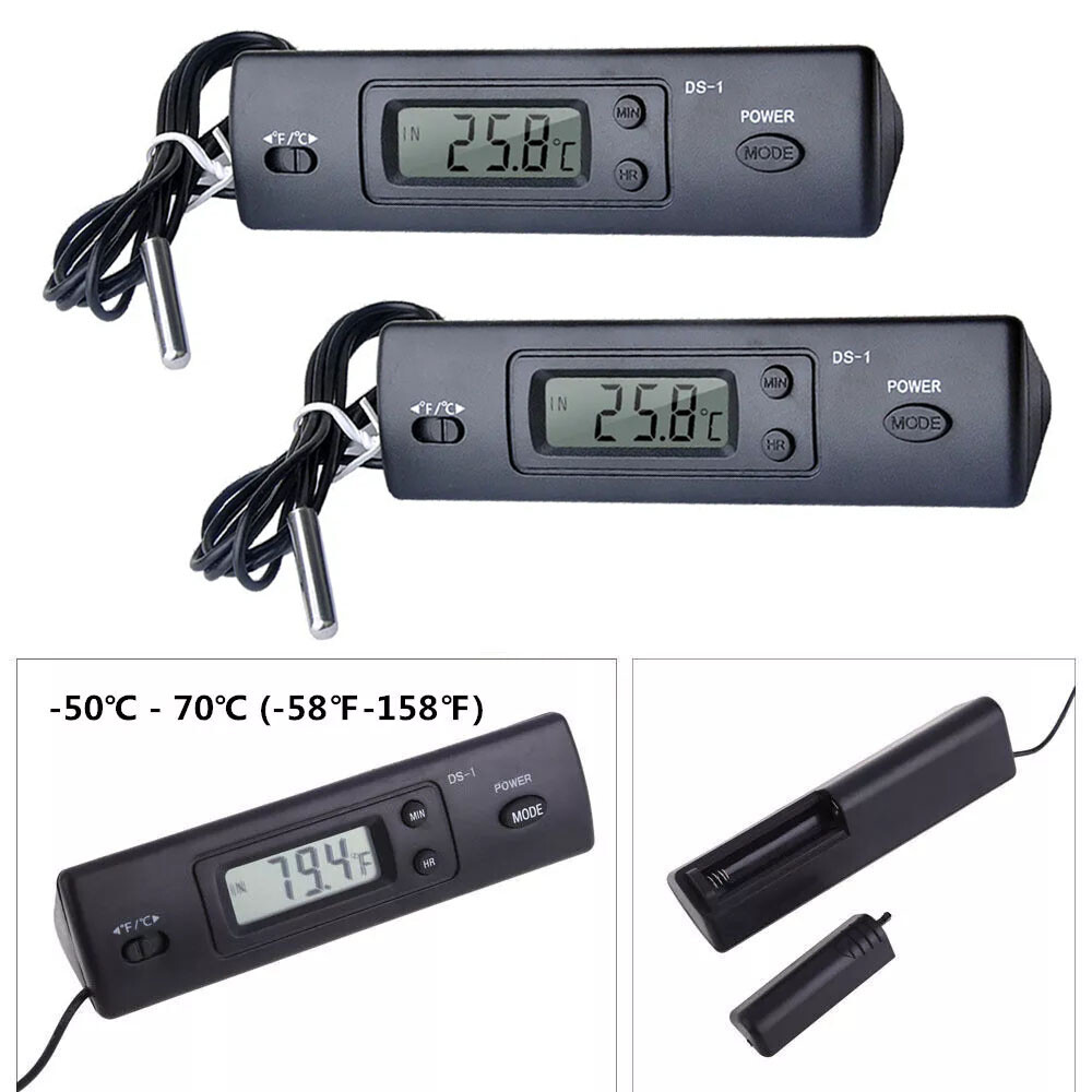 2Pack Car Auto In-Outdoor Thermometer W/Sensor For Automotive A/C LCD Display US