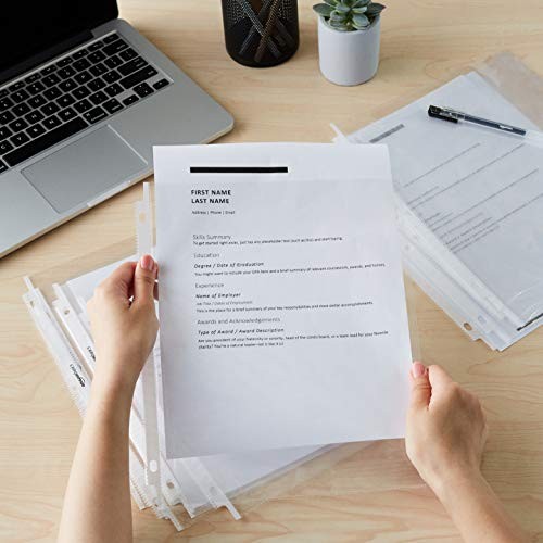 Amazon Basics Sheet Protectors for 3 Ring Binder, 100 Pack, Clear