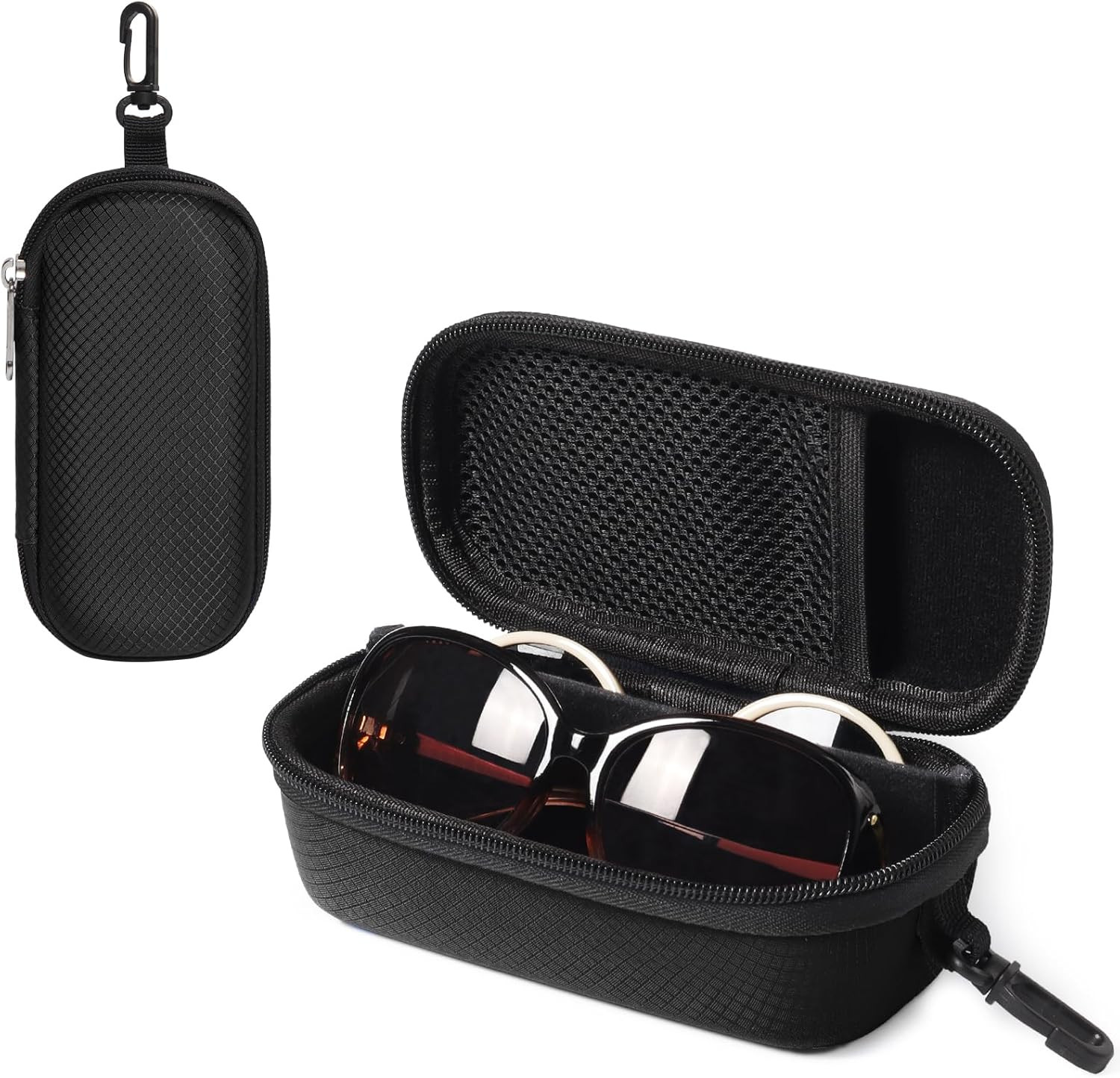 Double Eyeglasses Case with Adjustable Slots, EVA Hard-shell Travel Dual Glasses