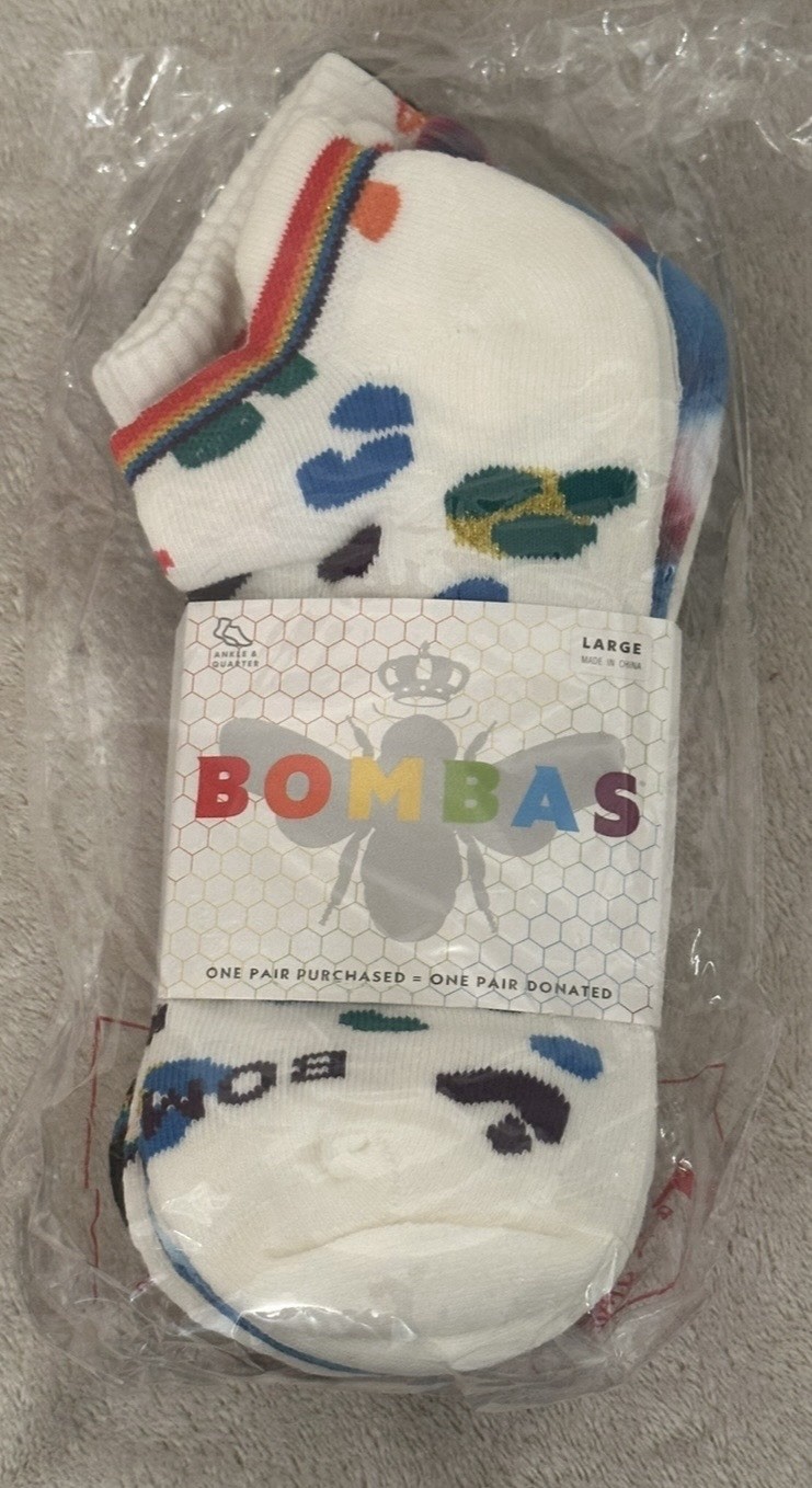 Bombas 4-Pack Ankle Socks Size Large Brand New Unisex Multicolor 4-Pairs