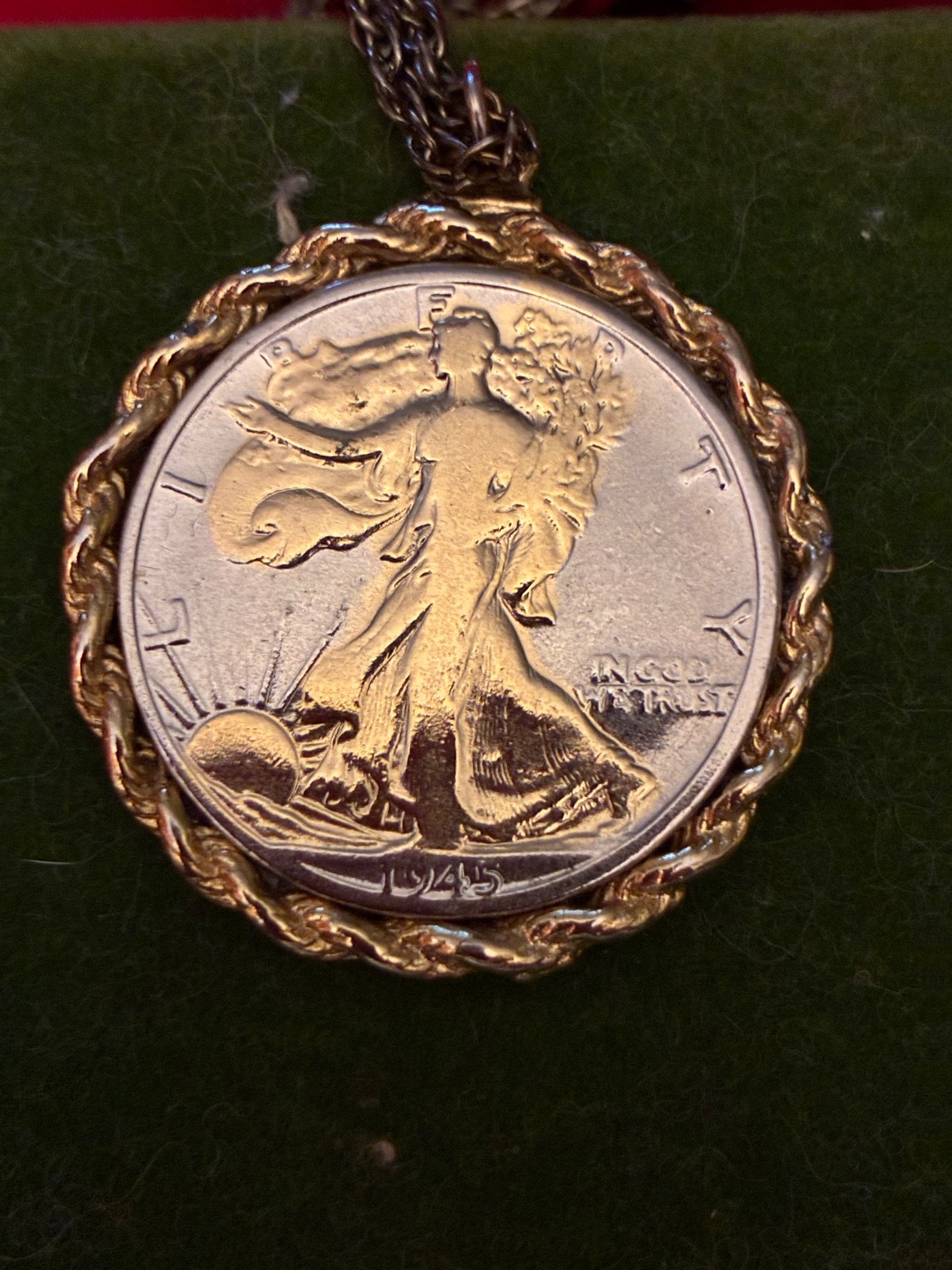 1945 walking liberty half dollar necklace