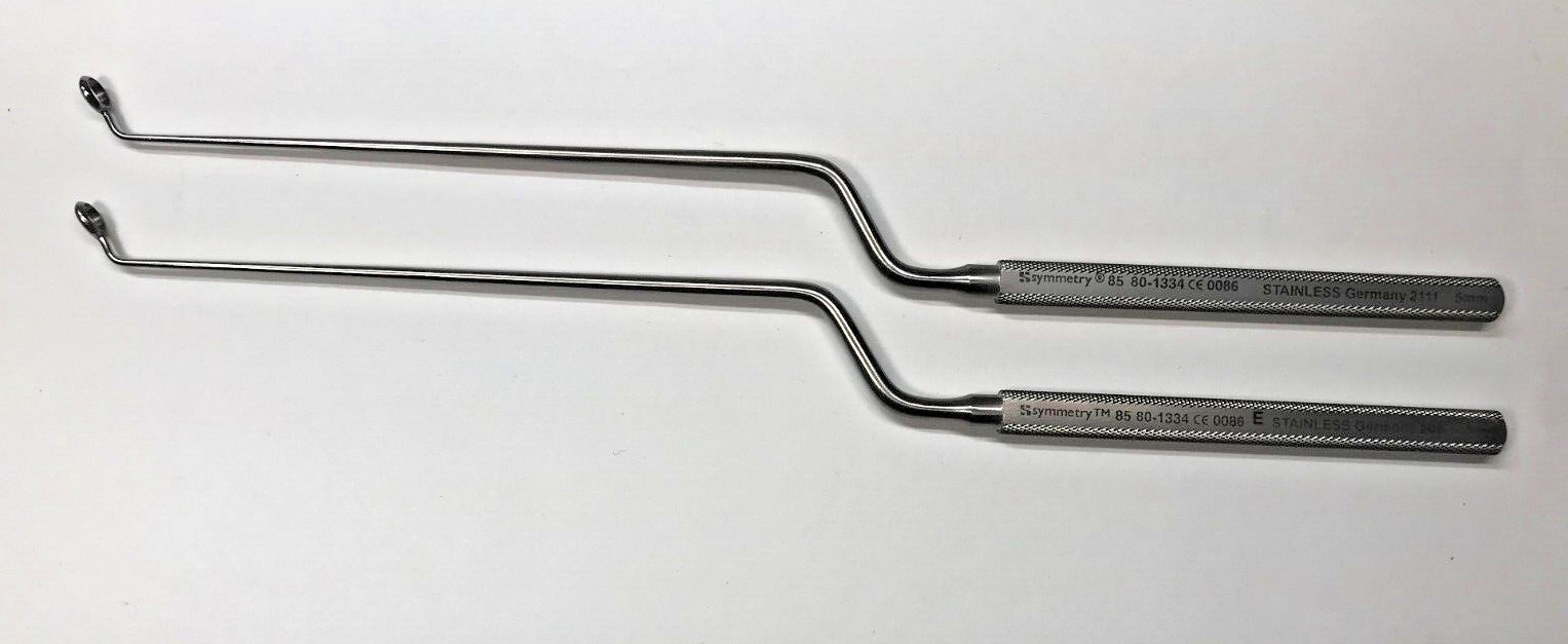 Lot of 2 Symmetry Hardy Curette 45 Degree Right, 5 mm Tip, 4.75" WL, 9.25"