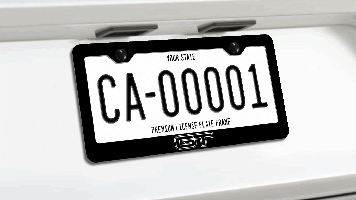 Mach E GT License Plate Frame Black Stainless Steel Metal For Mustang