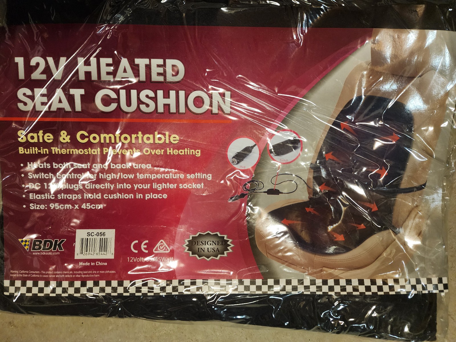 12V heated Seat Cushion Comfortable Thermostat Seat & Back 96cm X 45cm NEW
