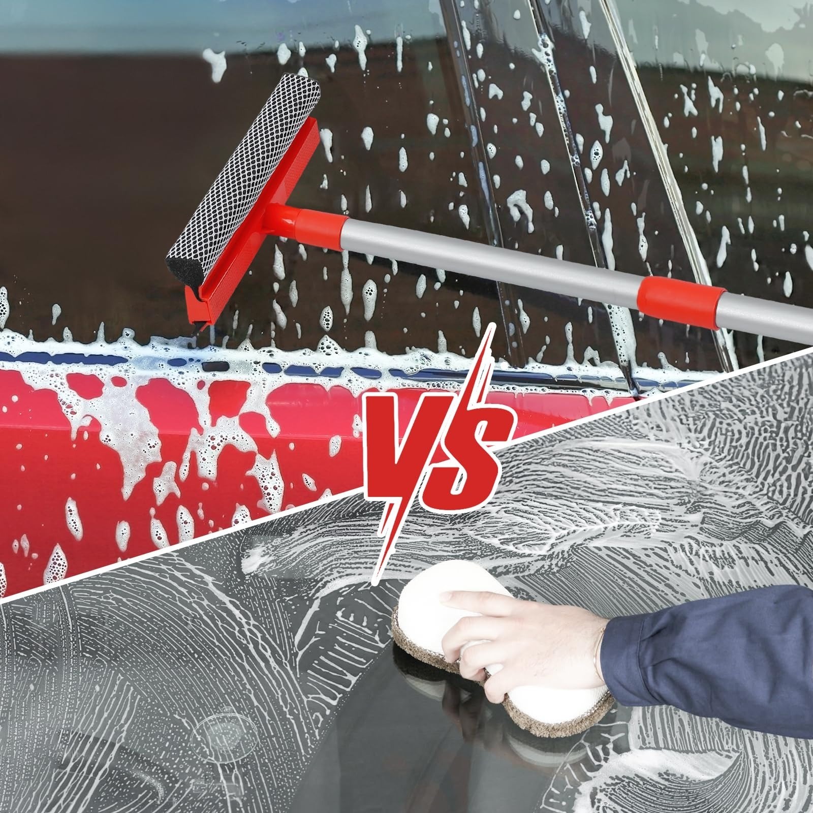 MAVRIZ 2 in 1 Window Squeegee with Extendable Handle for Glass Cleaning