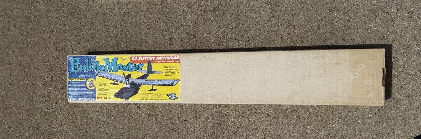 85. Vtg Ace R/C PuddleMaster model airplane kit designed by Scott Hartman NIB