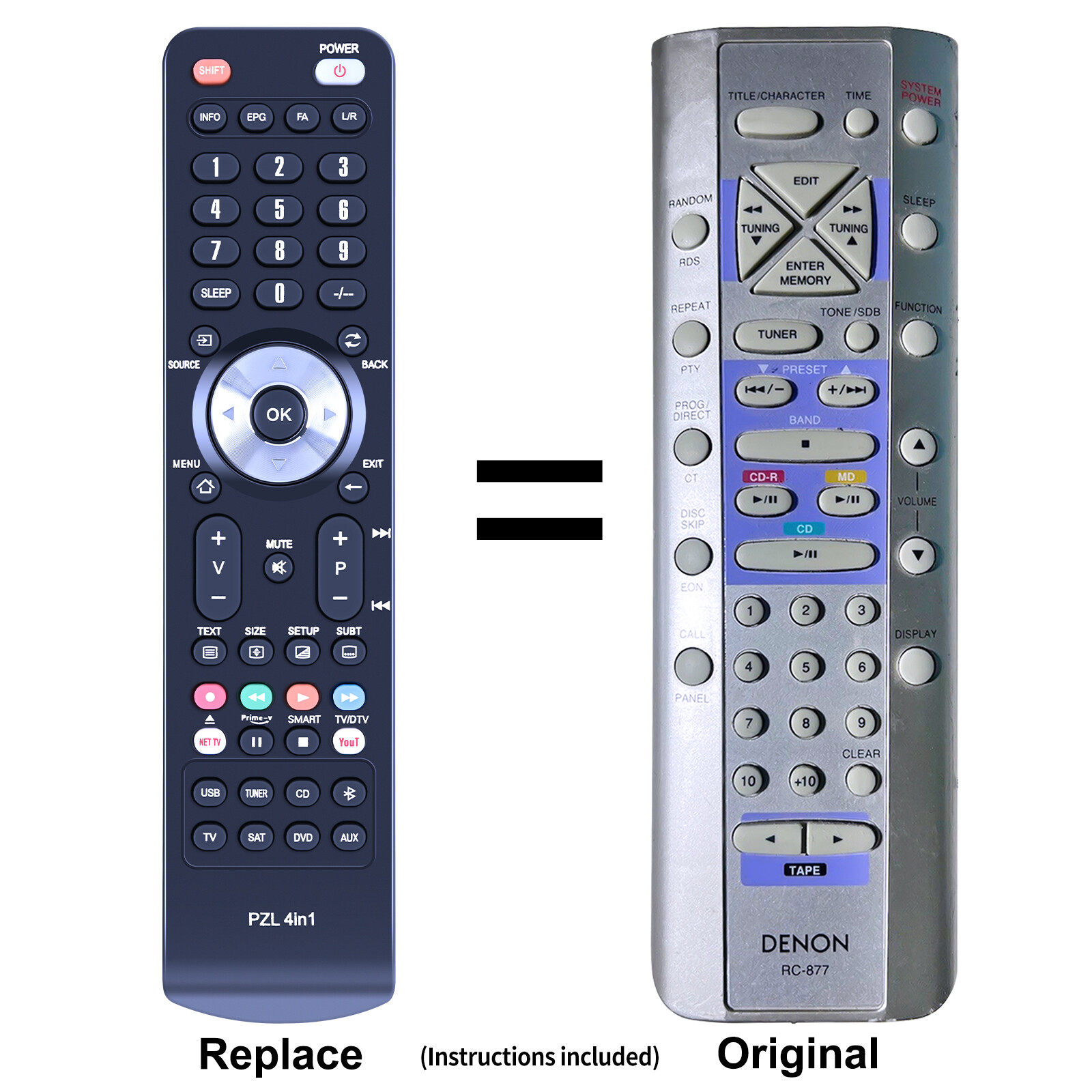 RC-877 Replace Remote Control For Denon CD Stereo Receiver UD-M30 UD-M31 UD-M50