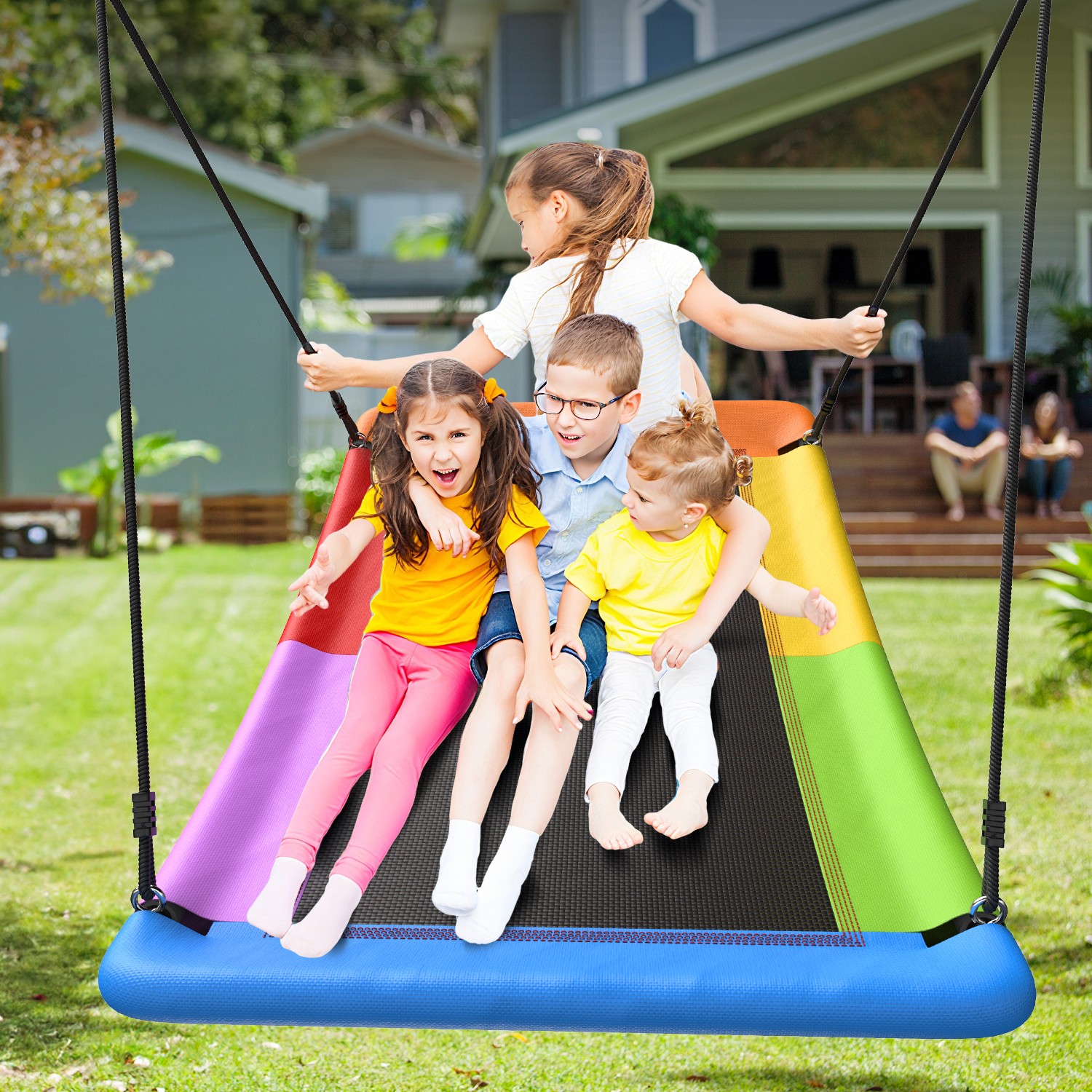 Trekassy 440lb A-Frame Single Swing Set 60" Platform Swing for Backyard Outdoor