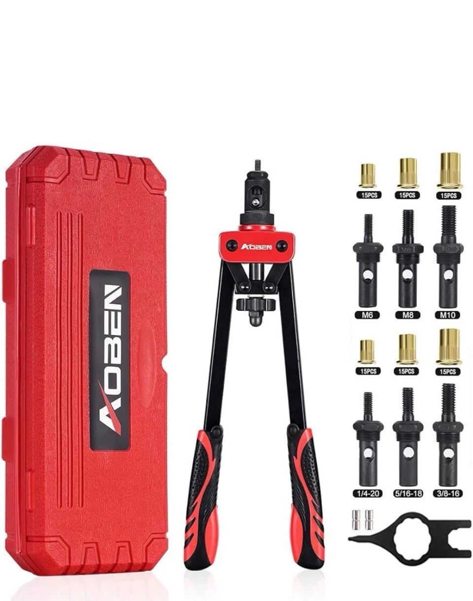 AOBEN 14" Rivet Nut Tool Kit Set, SAE & Metric Rivnuts Hand Rivet Nut Setter Kit