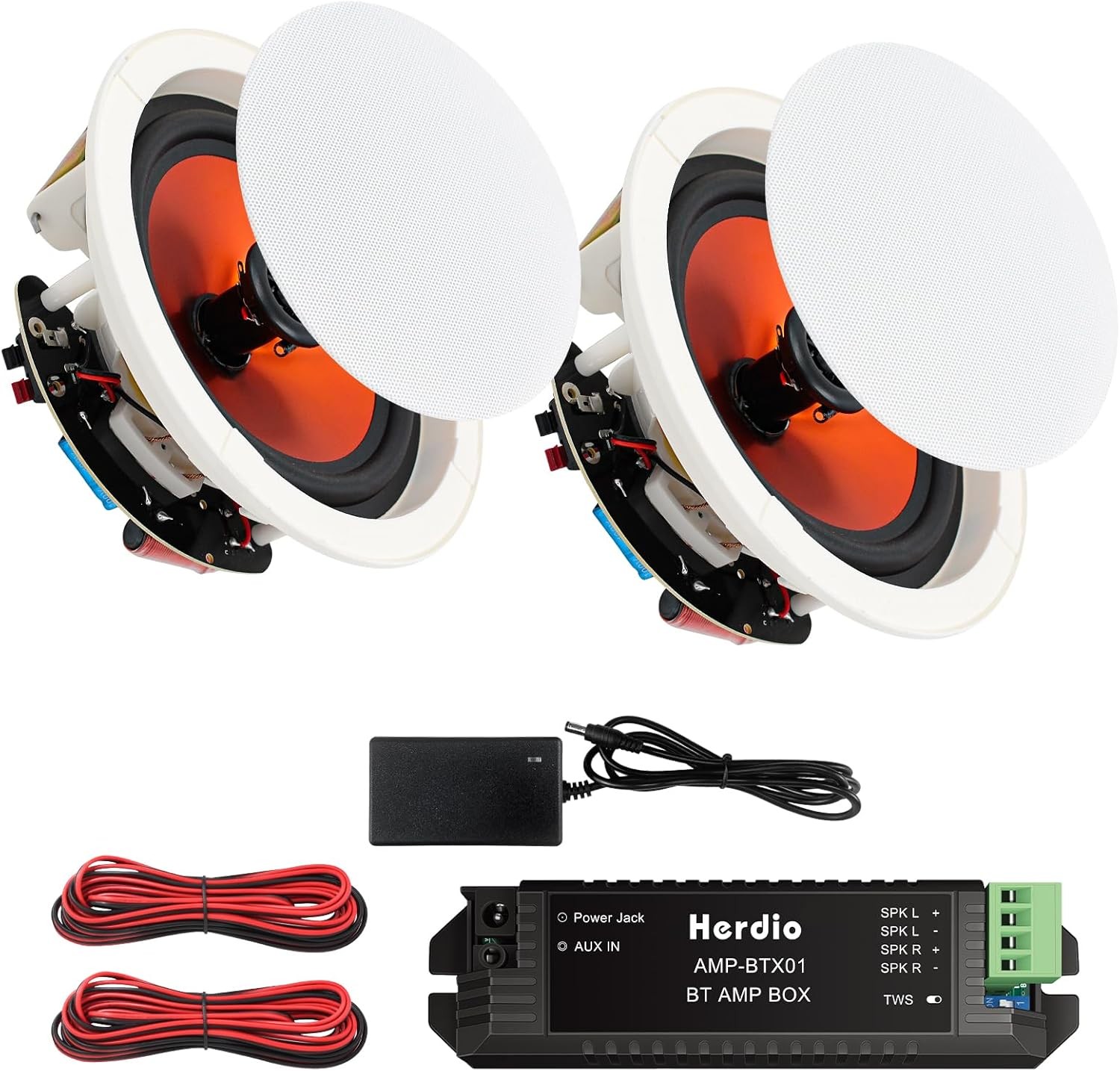 Herdio 2 Pack 8’’ Bluetooth Ceiling Speakers 2-Way Flush Mount 400W for Home