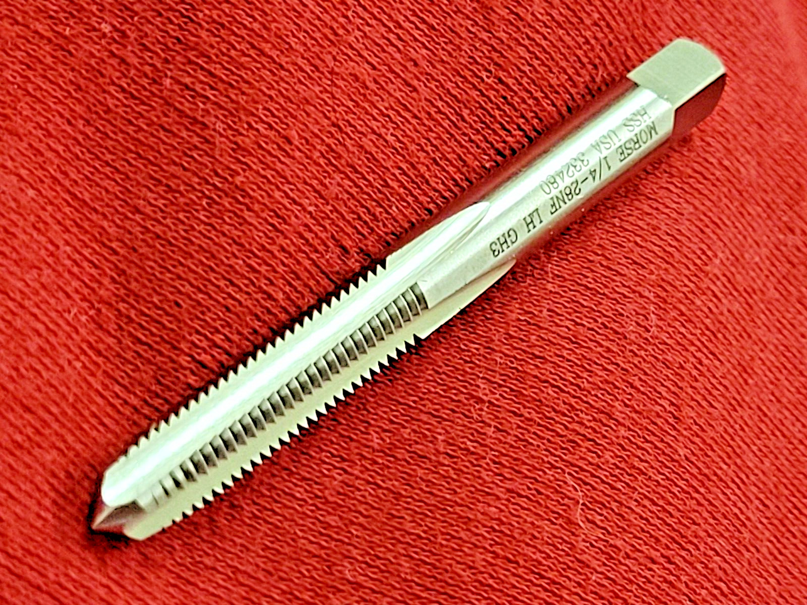 1/4-28 NF LEFT HAND HSS Plug Hand Tap Morse MT3733443 LH 4 Flute USA GH3