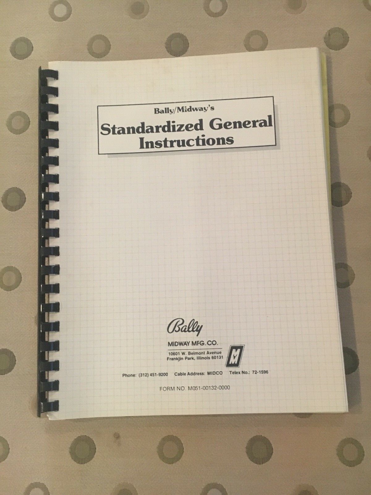 Bally/Midway Standardized General Instructions Manual
