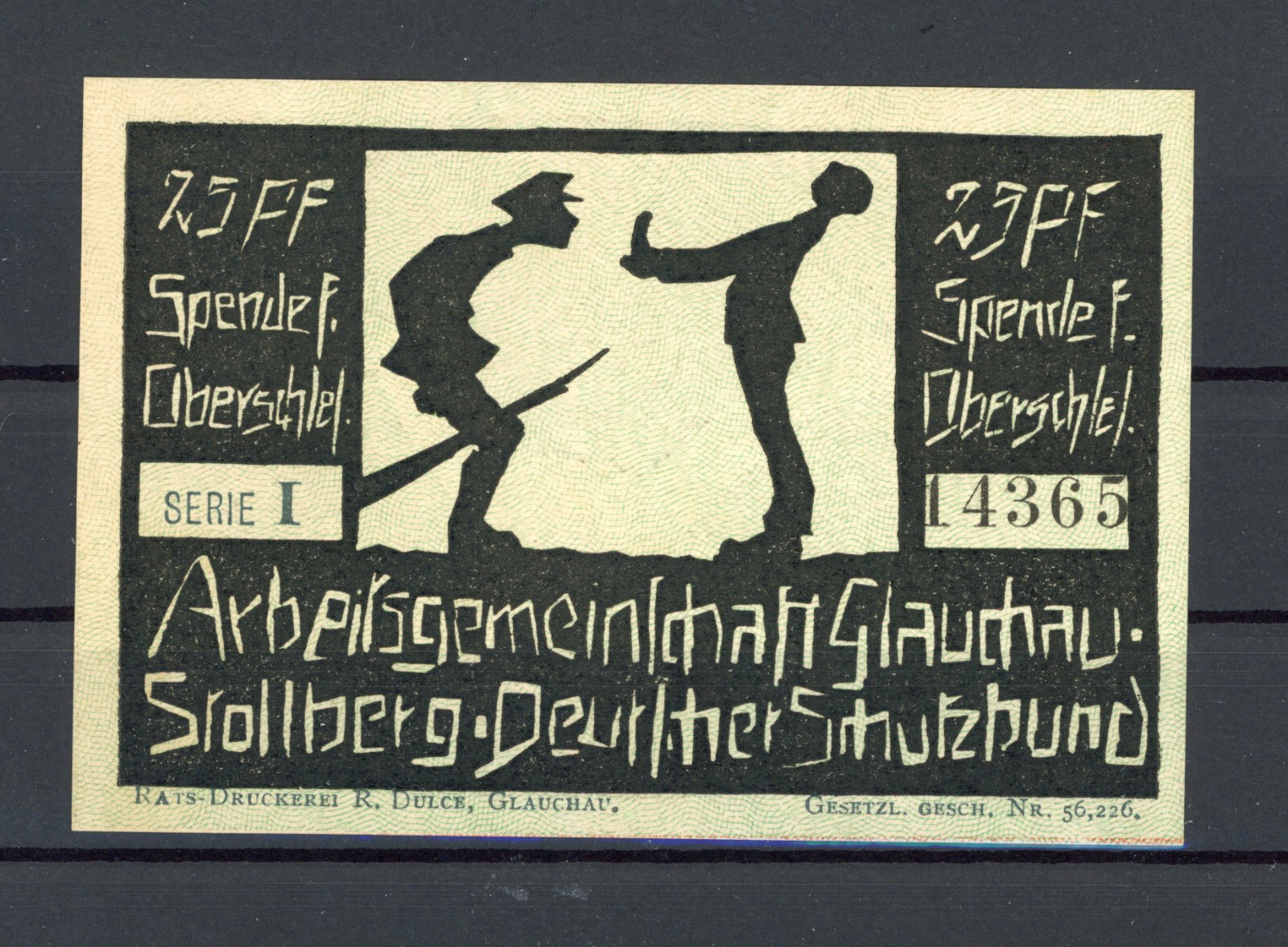 Glauchau 25 Pfennig Emergency Money/Deutscher Schutzbund 2/24729