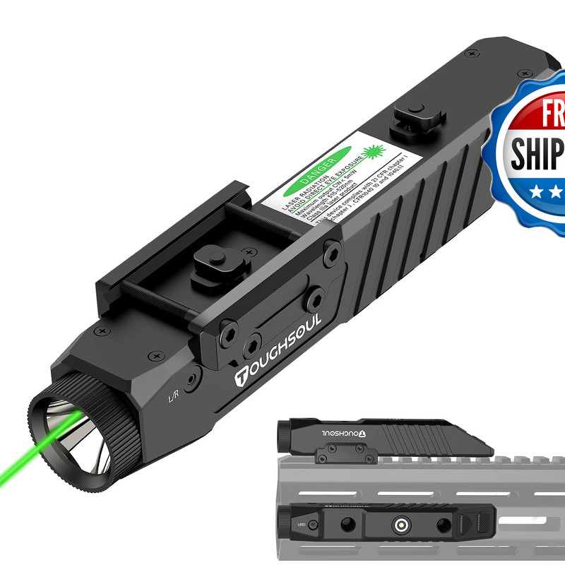 Toughsoul Tactical Flashlight Green Laser Sight Combo 1450 Lumen Picatinny Rail