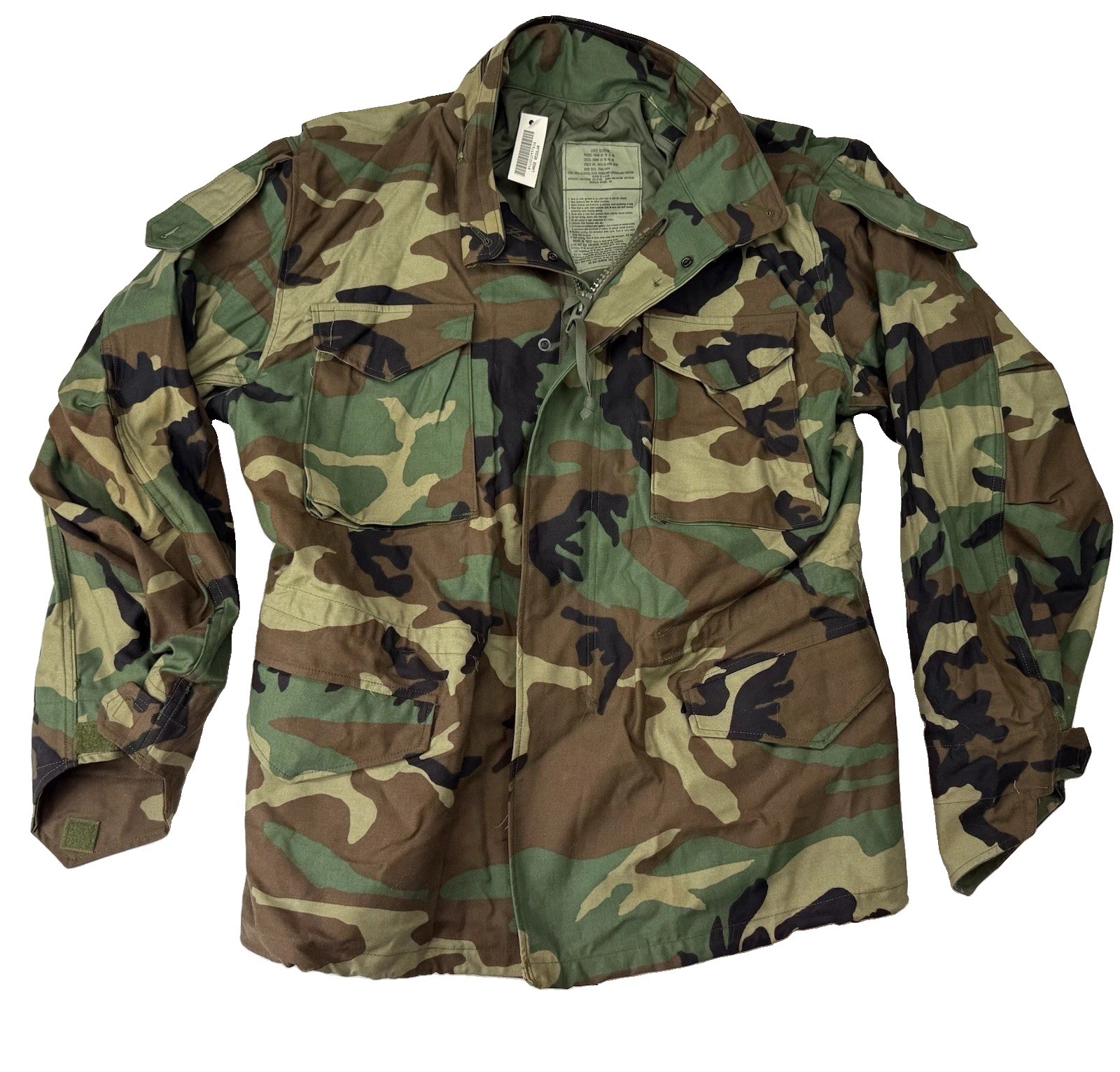 NWT Vintage US Army M65 Field Jacket Woodland Camo Large Regular Coat Hood
