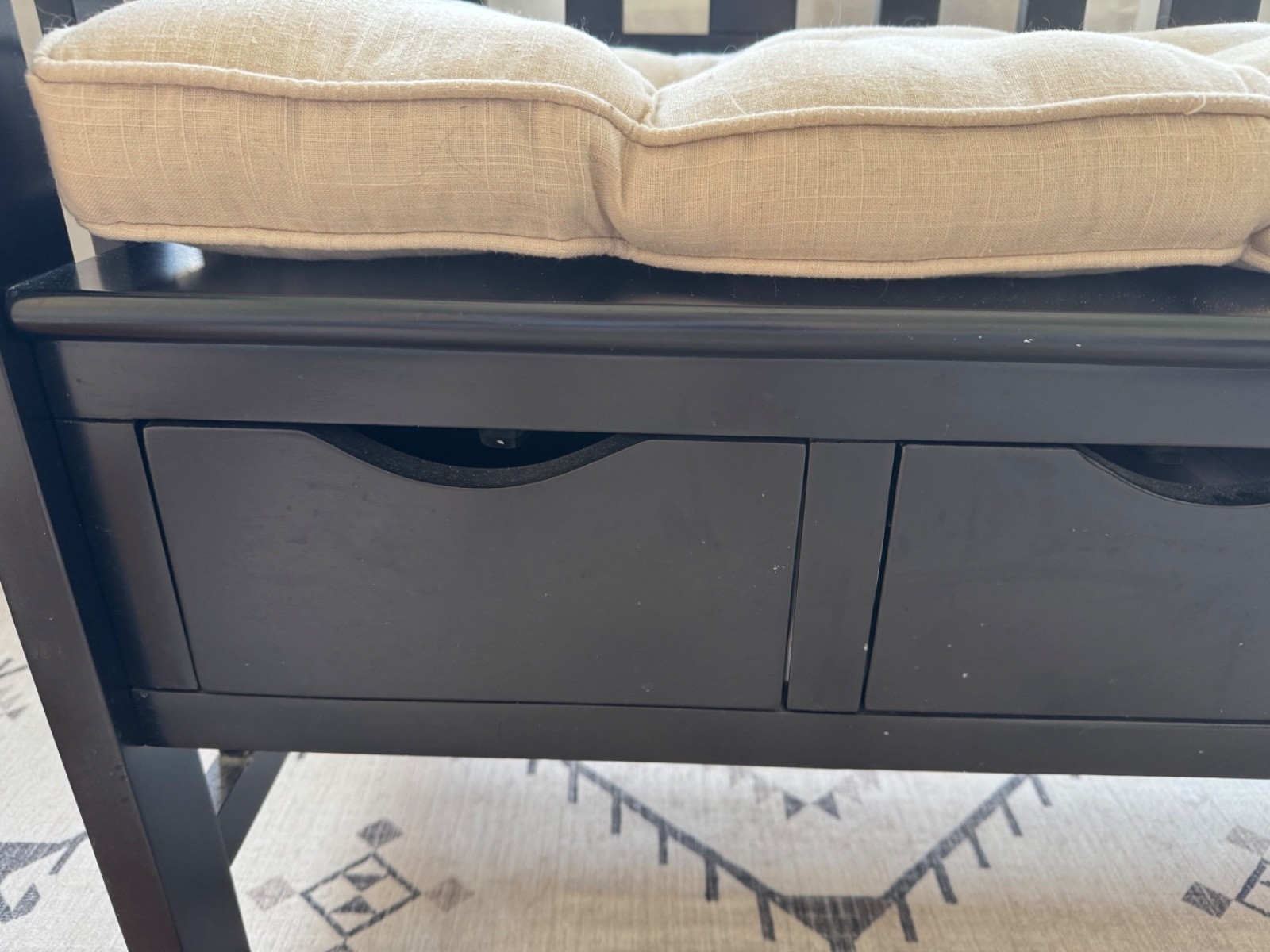 Solid Wood Slat Back Storage Bench Seats Two (ASSEMBLED)