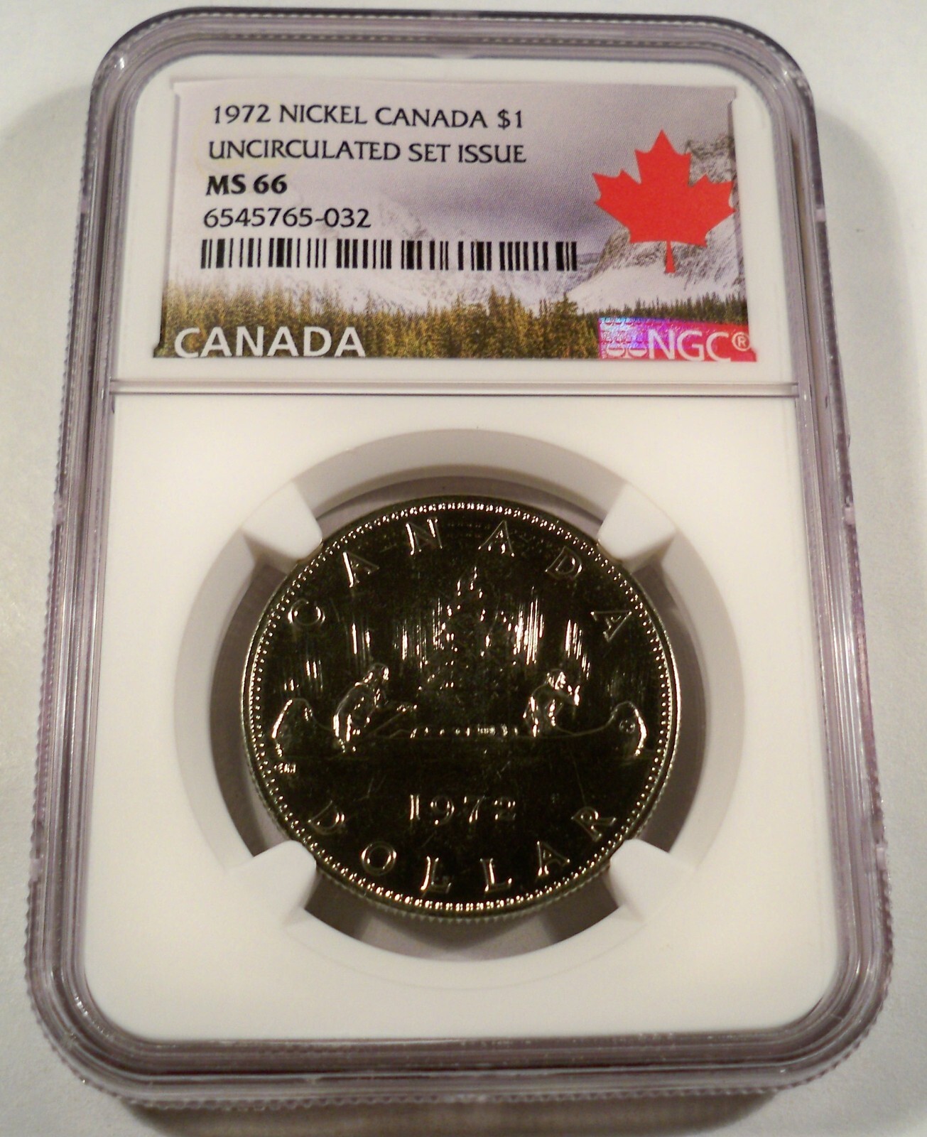 1972 NGC MS66 CANADA VOYAGEUR DOLLAR MS 66 $1