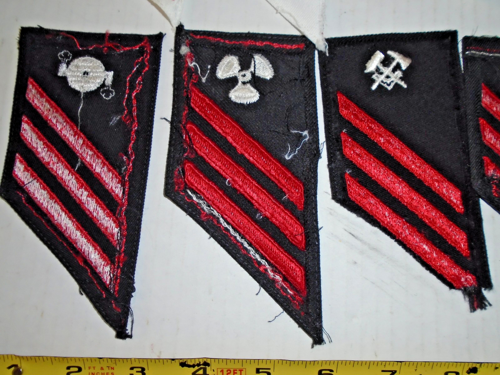 Lot of 10 Vintage US Navy Fireman Sleeve Stripes Patches E-3 Engineering Red