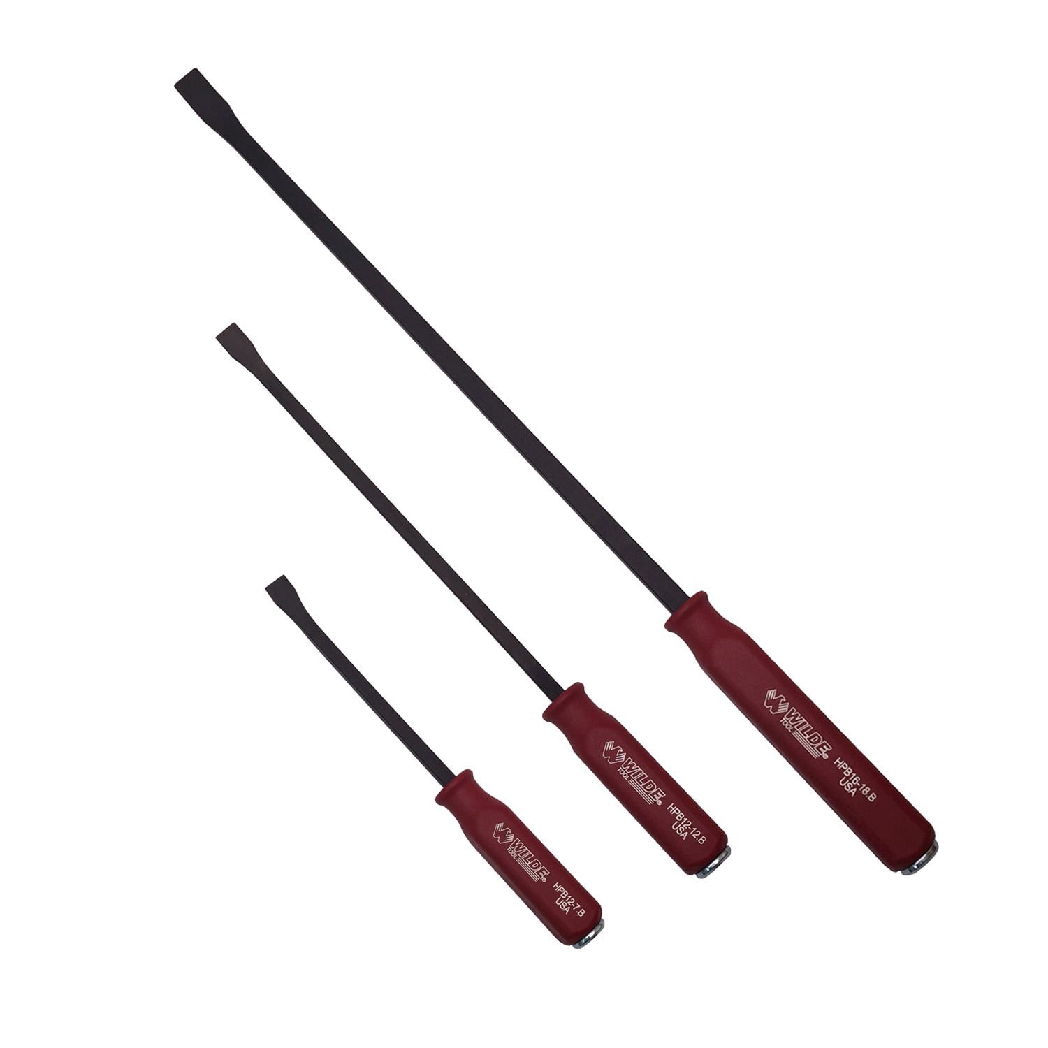 Wilde Tool WLD-HPB3-SQ.B-HTHC 3-piece Hard Cap Pry Bar Set - 12", 17" & 25" Bars