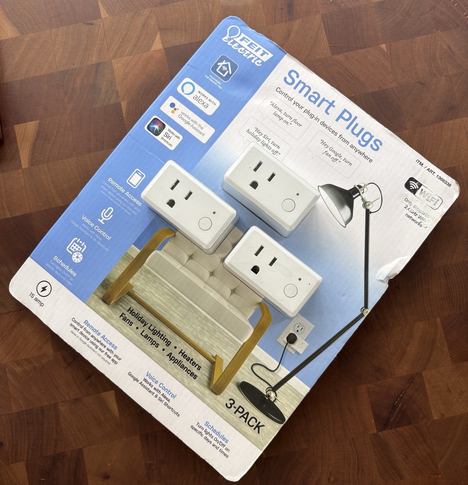 New Feit Electric WiFi Smart Plugs 3 Pack Remote Access Schedules 1368338 2.4GHz