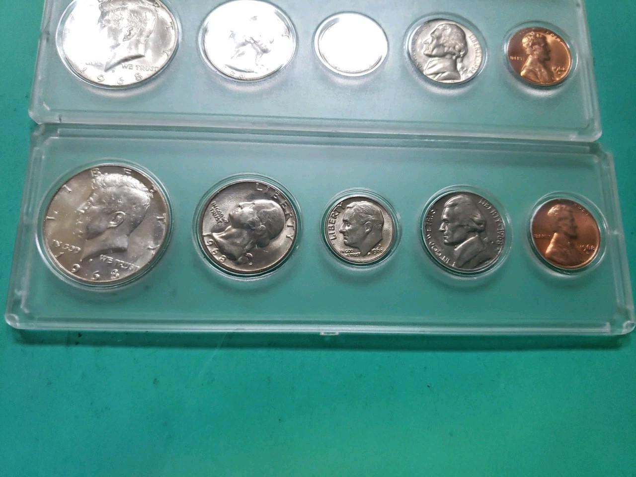 2 Very Nice 1968-D Mint Sets In Holders Kennedy 40%Silver