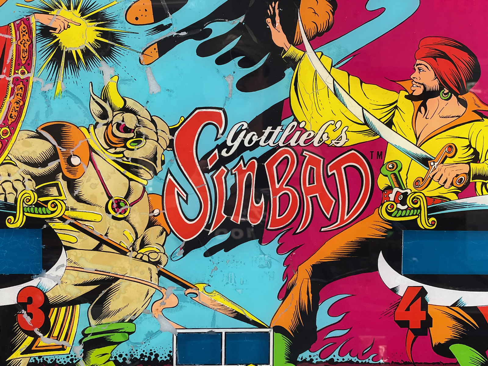 Gottlieb Sinbad Pinball Machine Game Backglass ORIGINAL