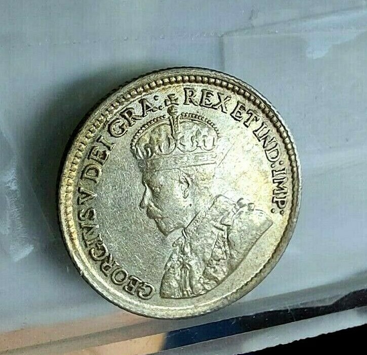 Canada 1919 5 Cents George V, UNC Silver KM#22