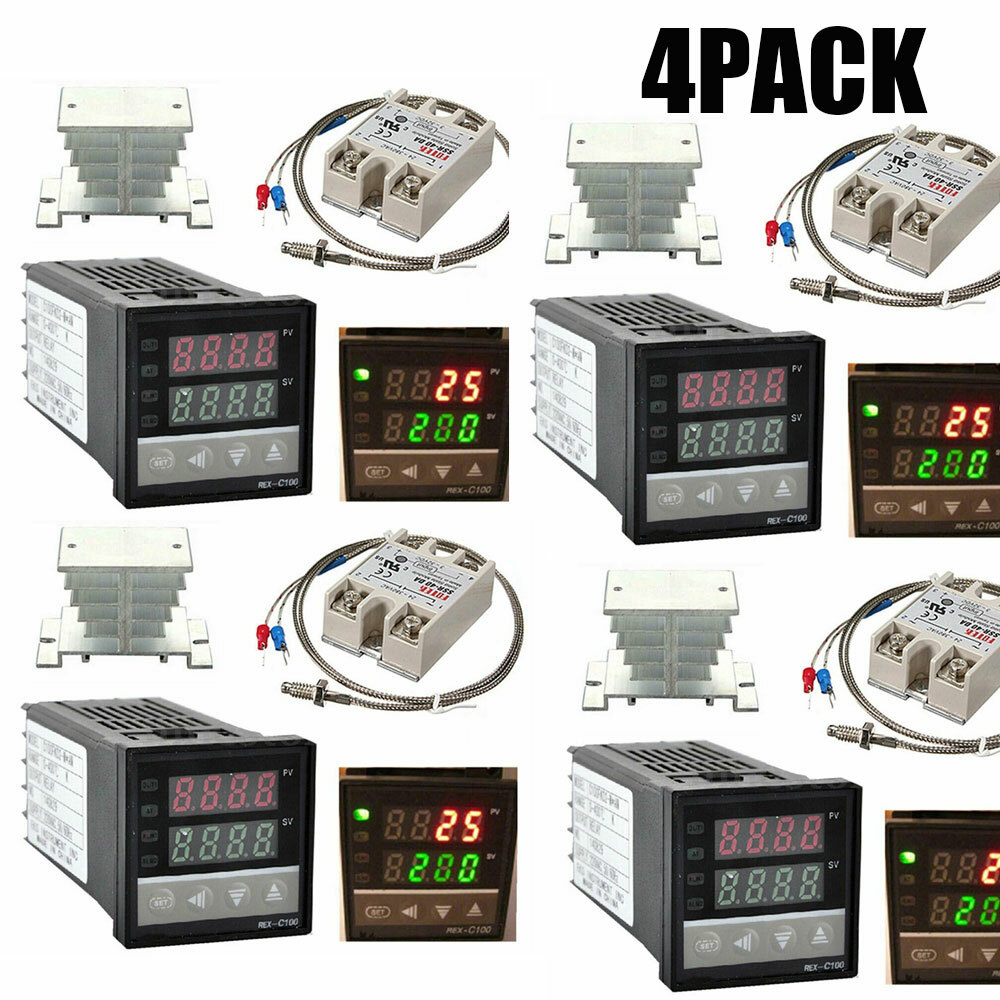 4PACK Digital 110V PID REX-C100 Temperature Controller + max.40A SSR USA NEW