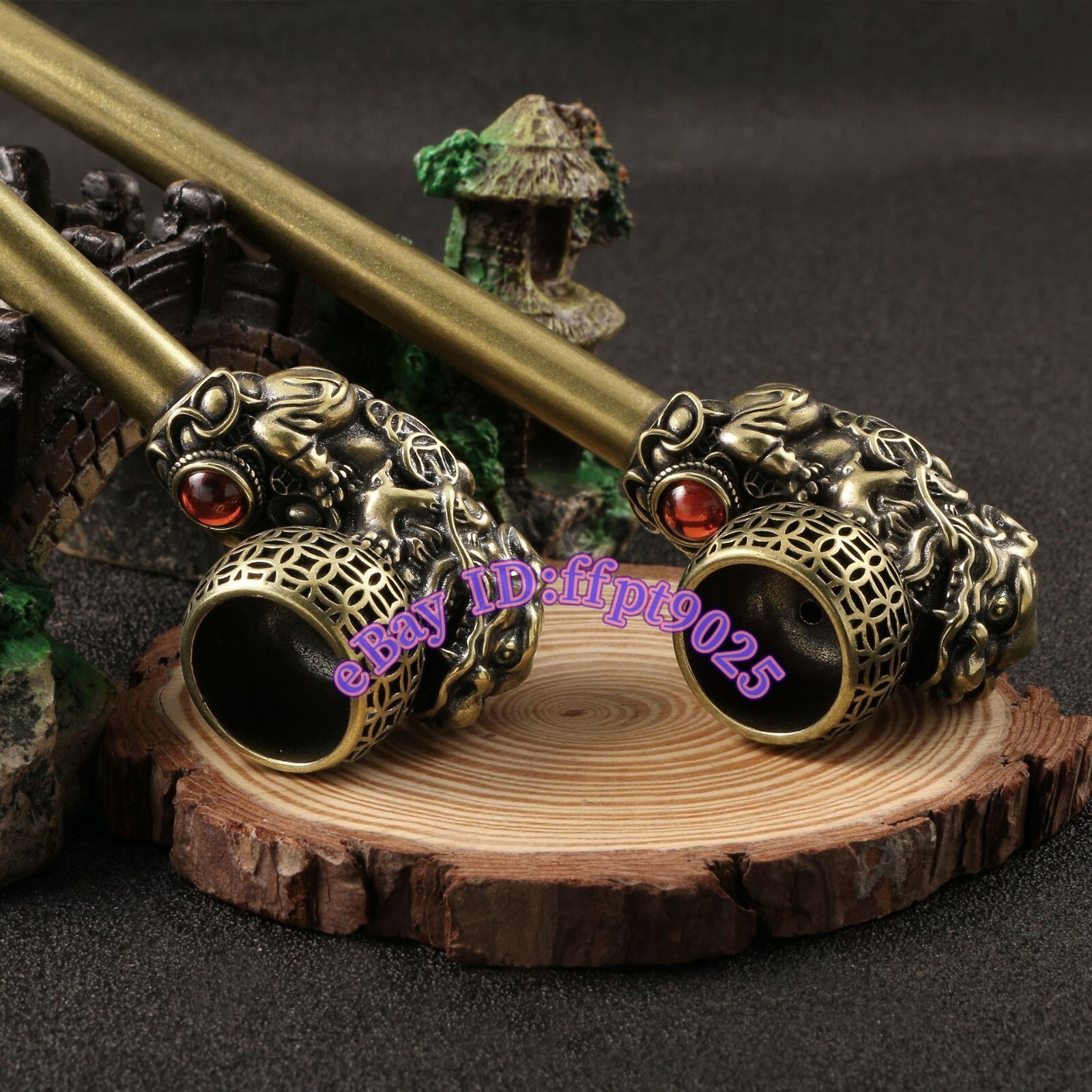 China Vintage Copper Smoking Tool Pi Xiu Fortune statue Men Gift Tobacco Pipe
