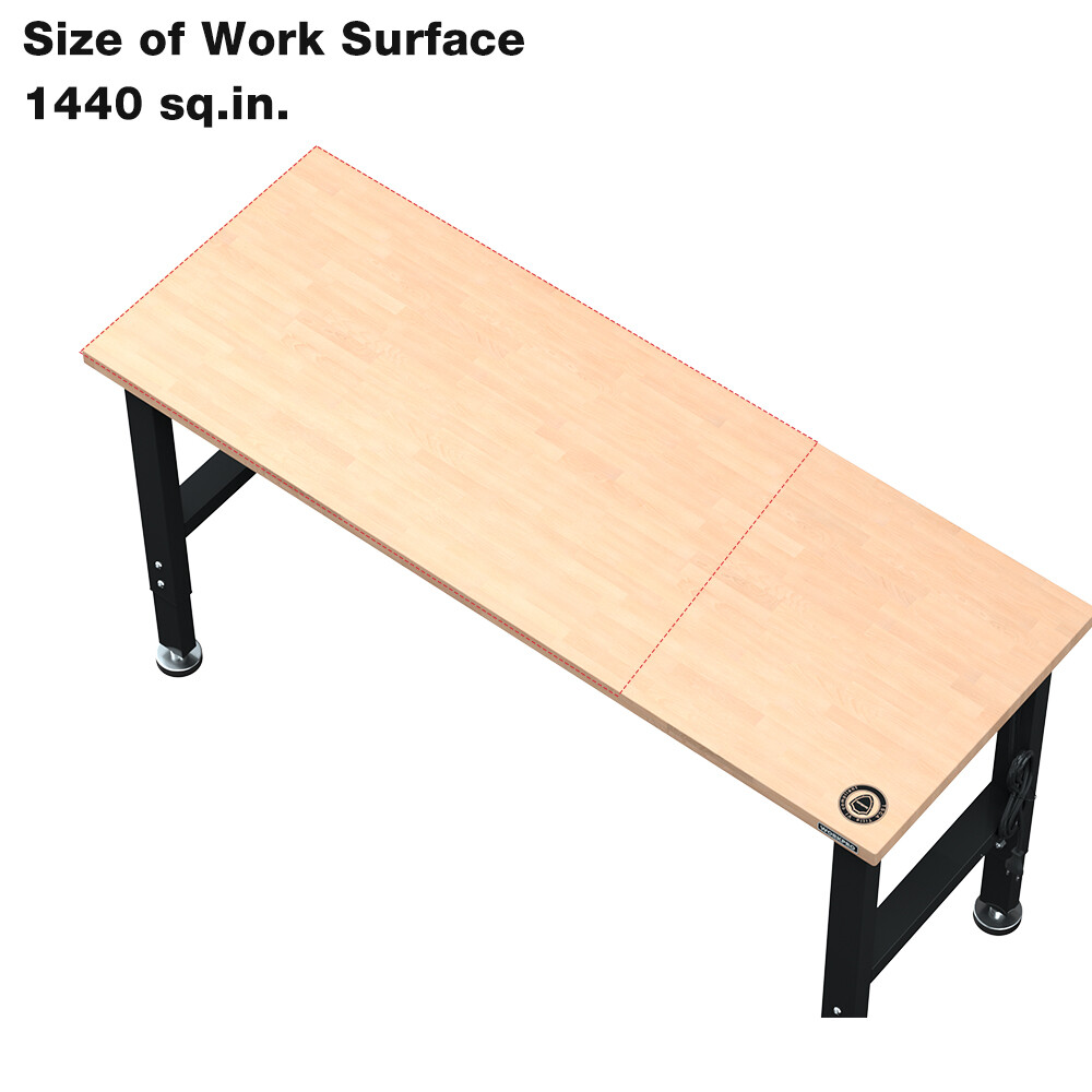WORKPRO 72" Adjustable Workbench Garage Workbench Power Outlets 3000LBS Load MAX
