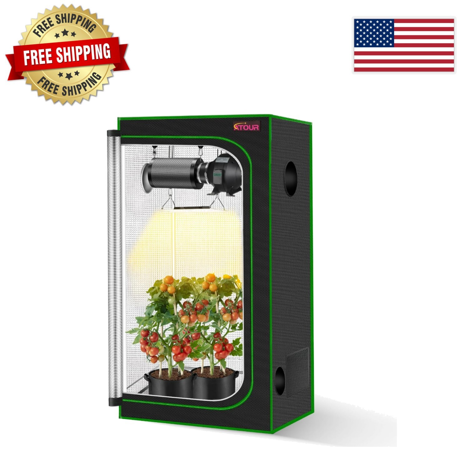 32”x32”  Reflective Grow Tent with Tool Storage – Ideal for Indoor Plants