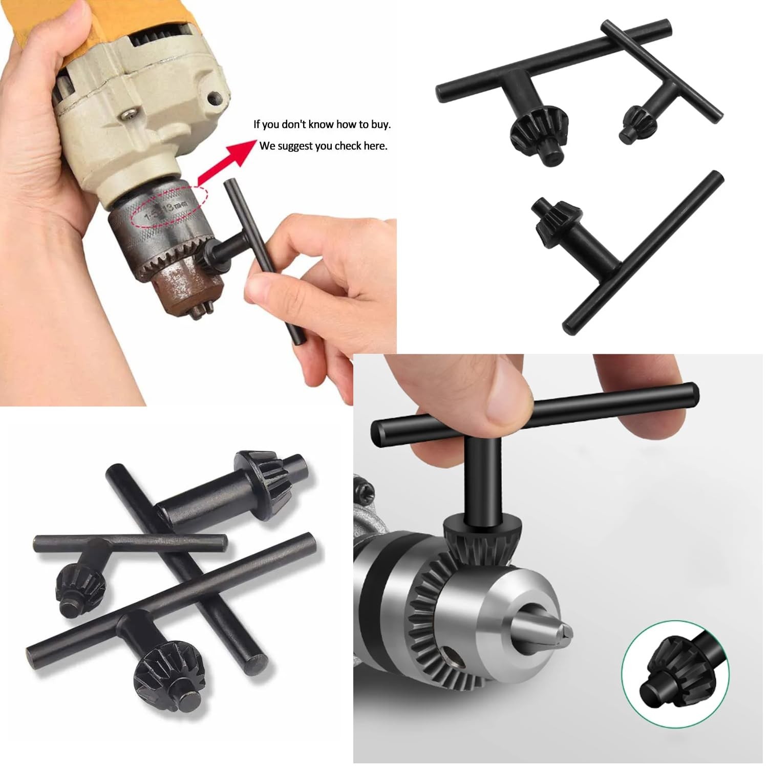 7 Pack Drill Chuck Key Set 1/4" 3/8" 1/2" 5/8" 3/4" 5/32'' 6 Sizes Clamping P...