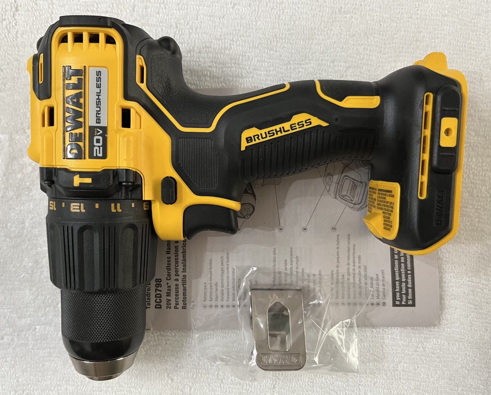 New Dewalt DCD798B 20V 20 Volt Max 1/2" 2 Speed Brushless Hammer Drill Driver