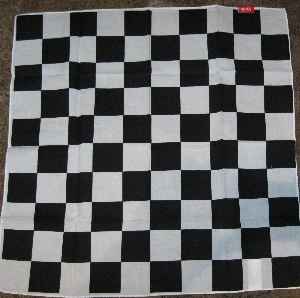 VANS Bandana Checker Checkered Cotton Black White Unisex VN000CE5N0A 22" x 22"