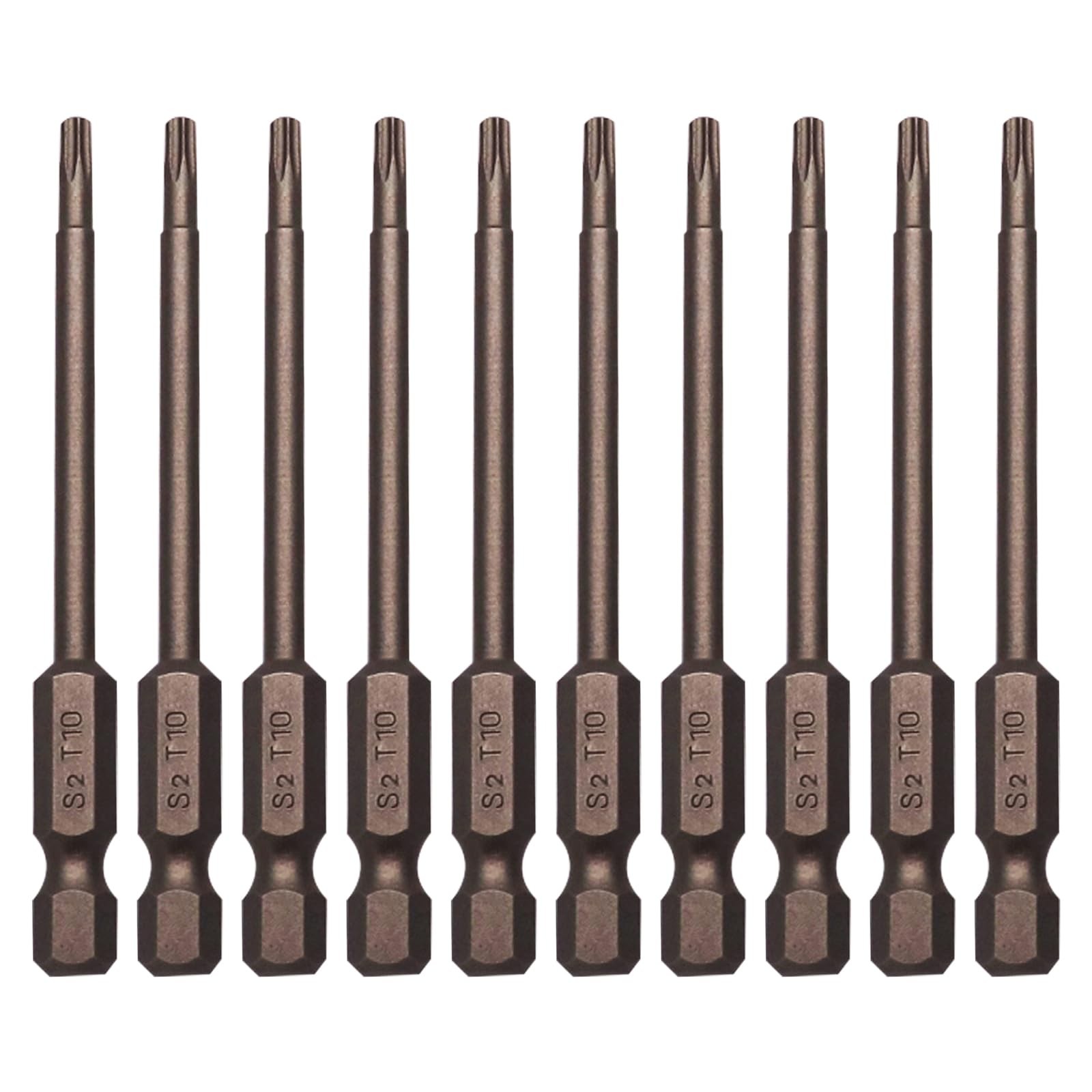 Sipery 10Pcs Magnetic Torx Head Screw Driver Bits 75mm/3inch Long 1/4inch T10