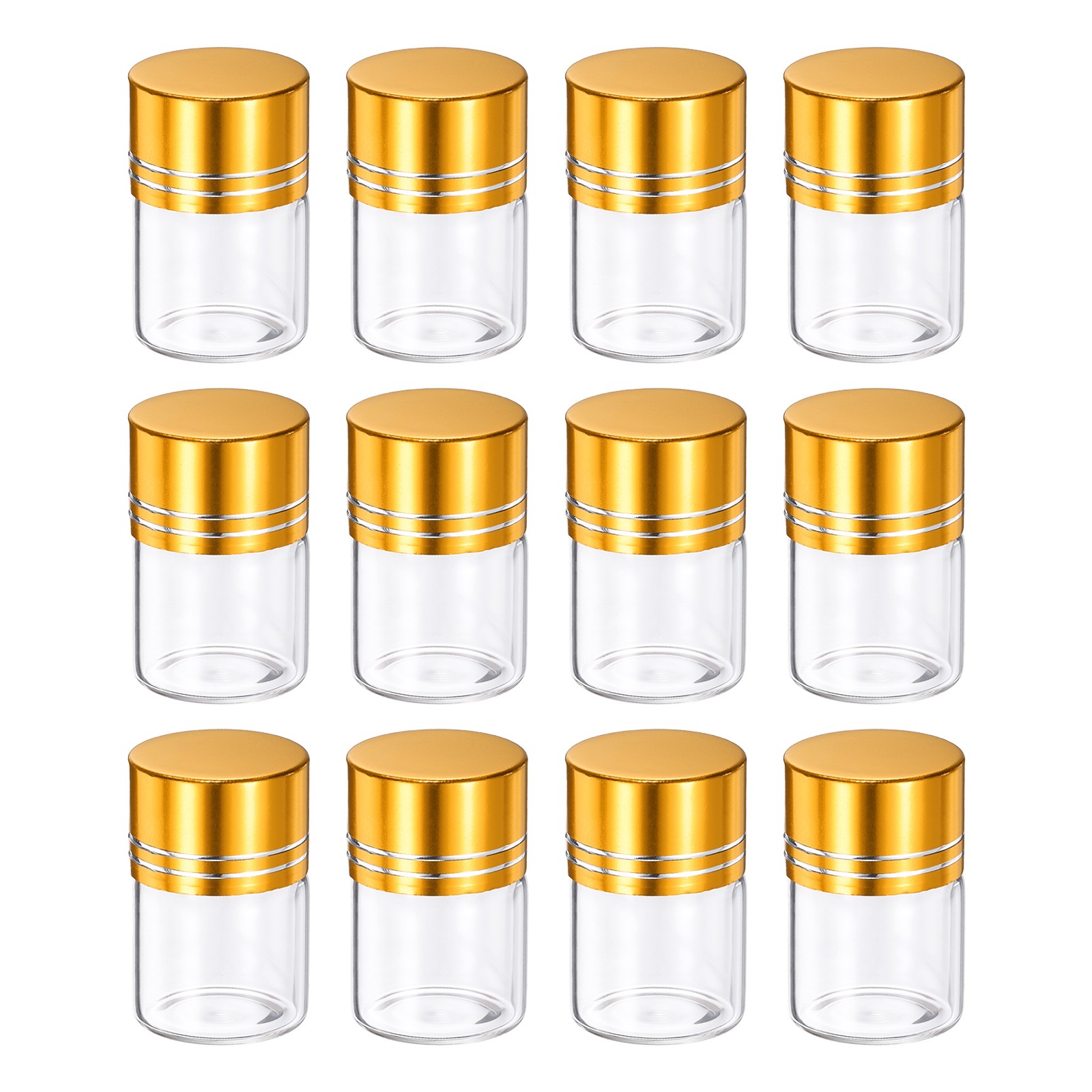 12Pcs 5ml Mini Glass Bottles with Gold Aluminum Caps for DIY Crafts
