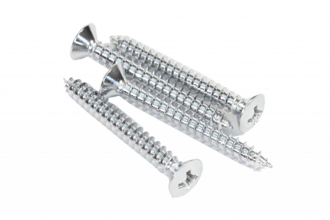 #8 x 1 3/8" (35mm) Short Neck Plate mounting screws - set of 4 - Chrome