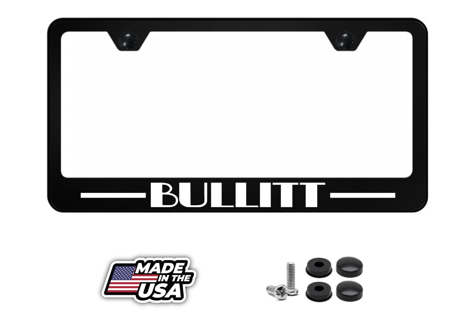 Bullitt Mustang Black Metal License Plate Frame Tag W/ Screws