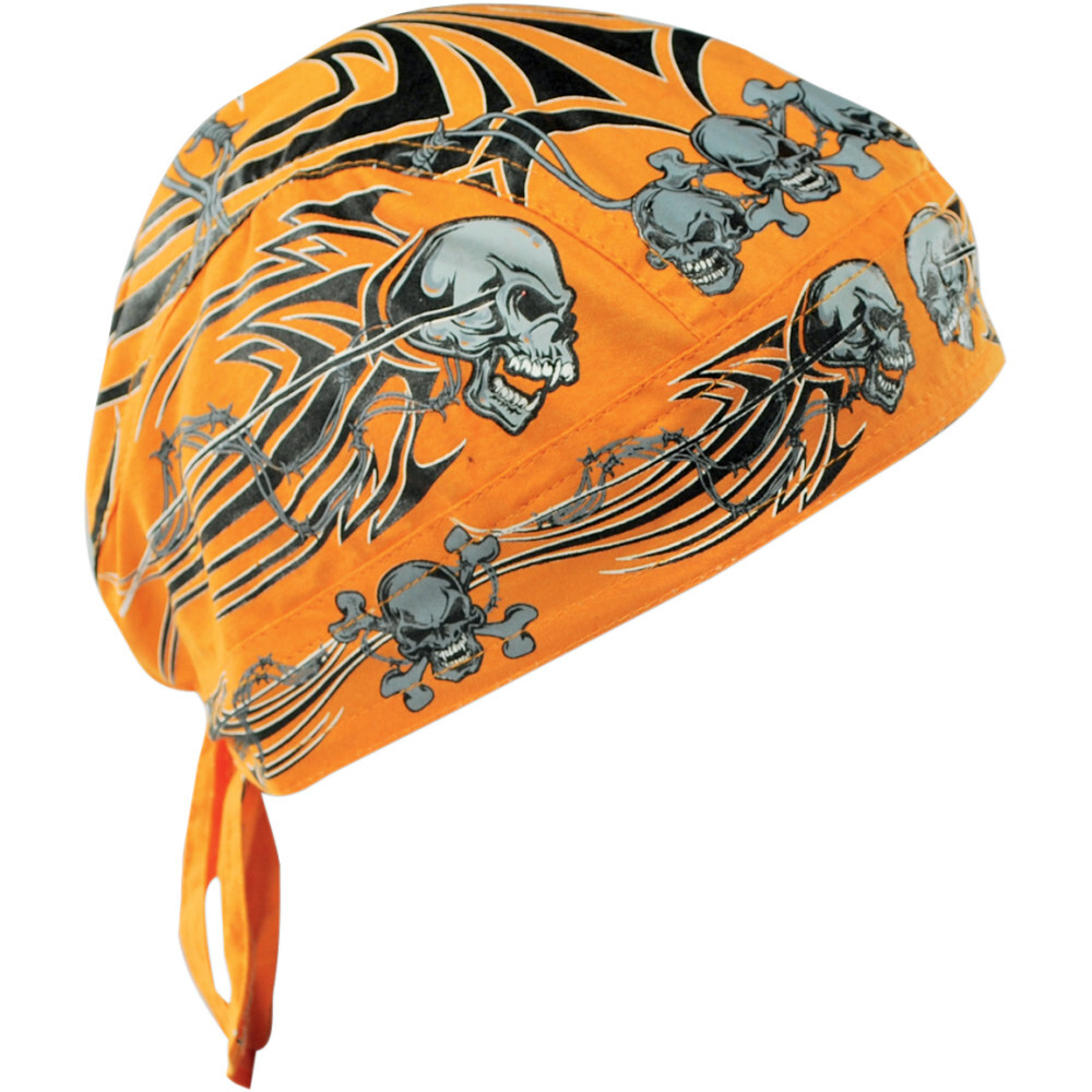 Zan Headgear Flydanna Head Wrap (Tribal Skull - Black / Orange / Gray)