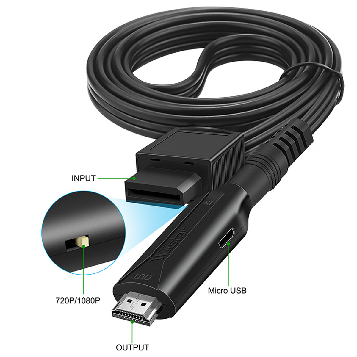 For Wii Input to HDMI Converter HD Video Audio Output Adapter For Nintendo.