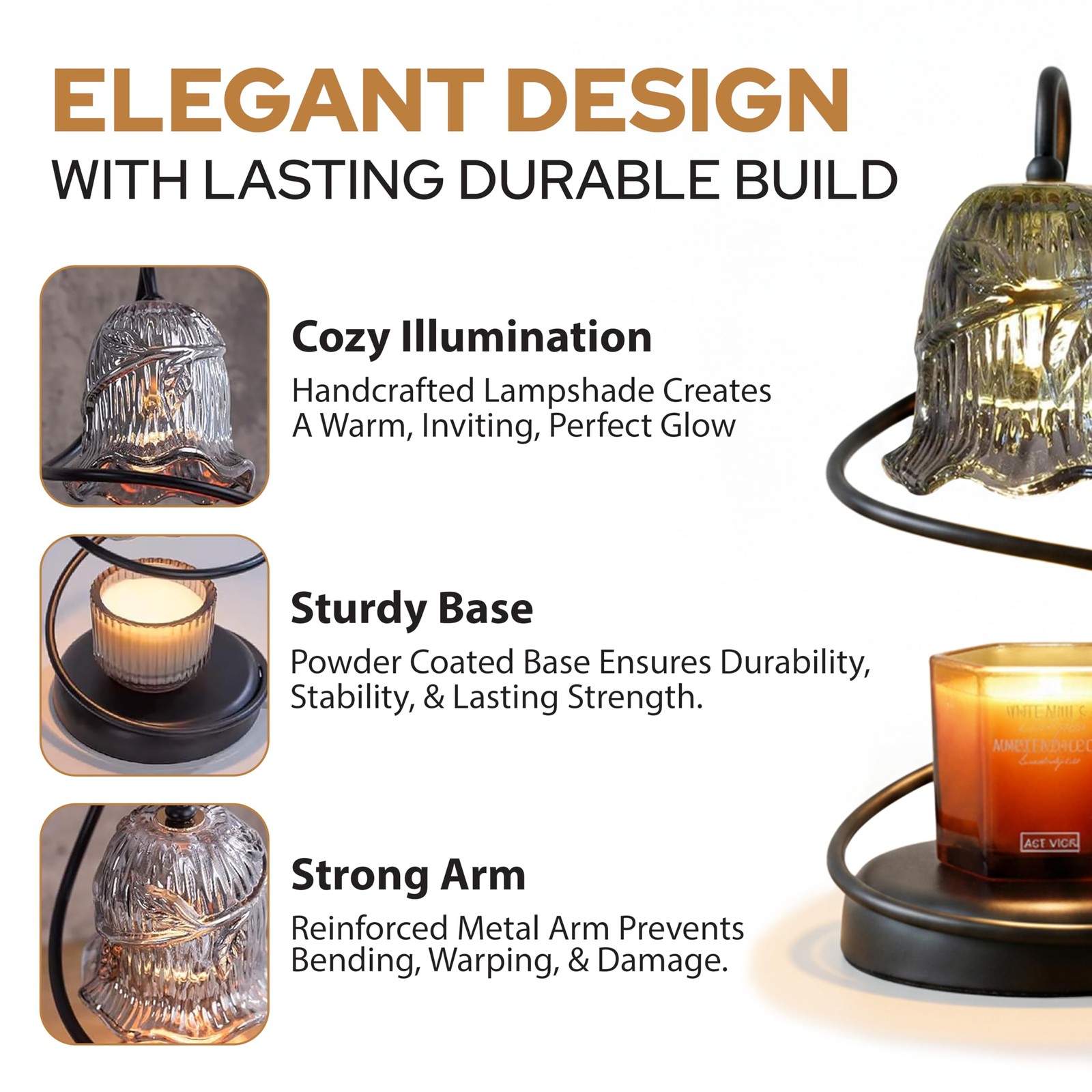 Candle Warmer Lamp with Wireless Remote, Timer & Dimmer, Electric Candle Warm...