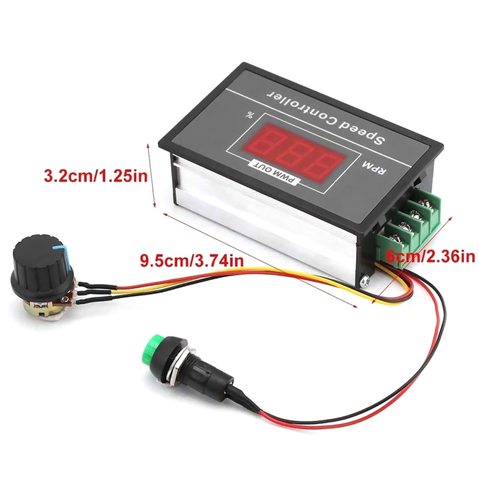 PWM DC 6-60V 30A Motor Speed Control Module w/ Potentiometer & Stop Switch