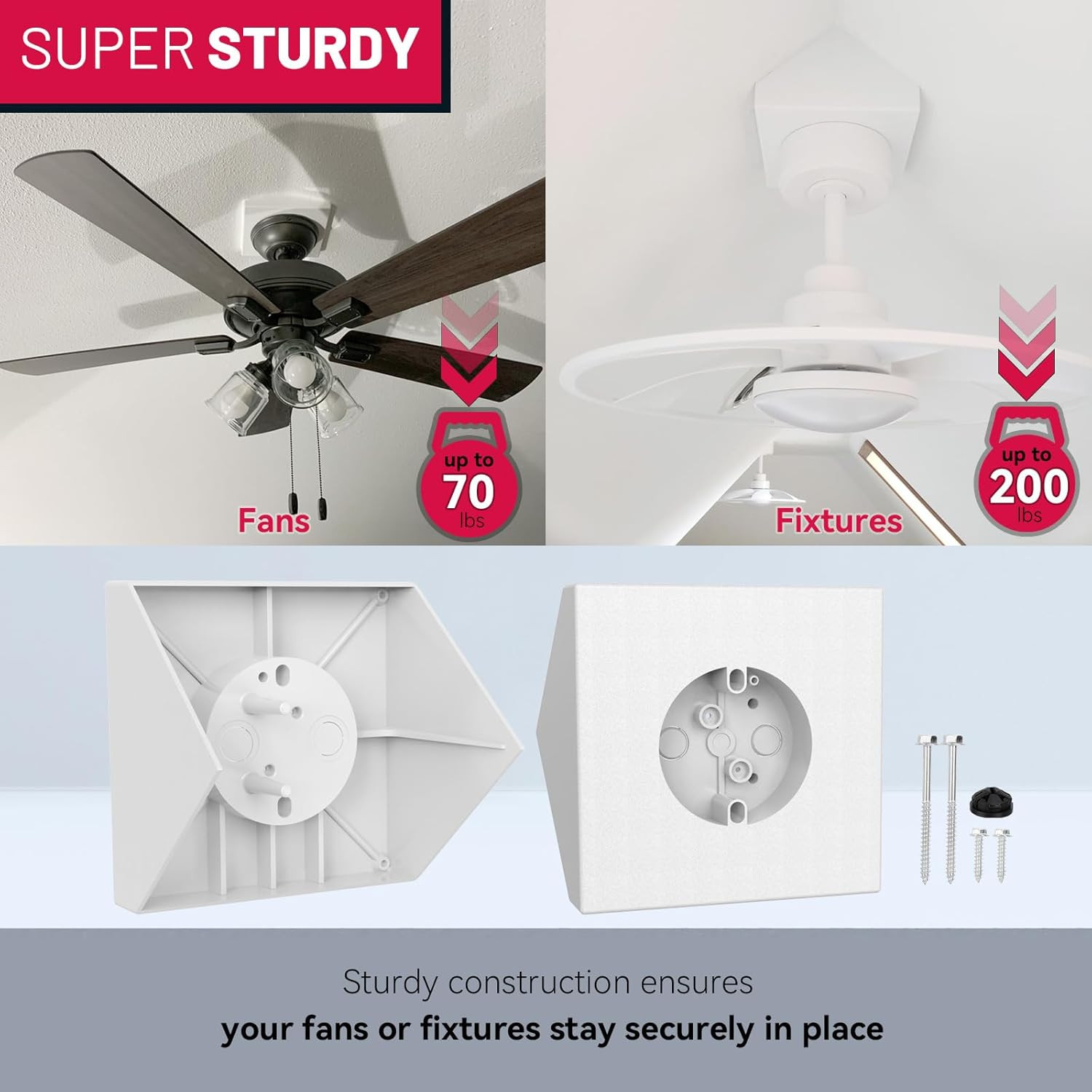 Ceiling Fan Angle Mount FB900-1 Cathedral Box Mounting Bracket Kit Fits Angles