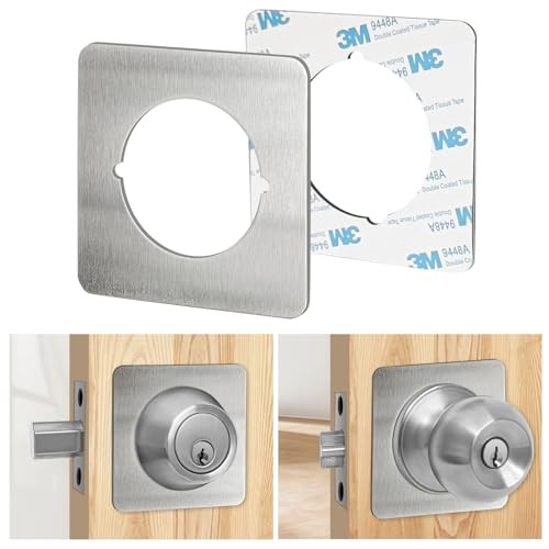 Door Knob Backing Plates Square, Door Reinforcement Plate, 2 pcs Satin Nickel