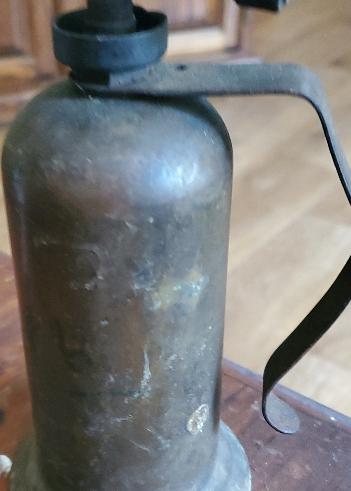 Antique Brass Blowtorch with Metal Base and Handle Collectible Tool