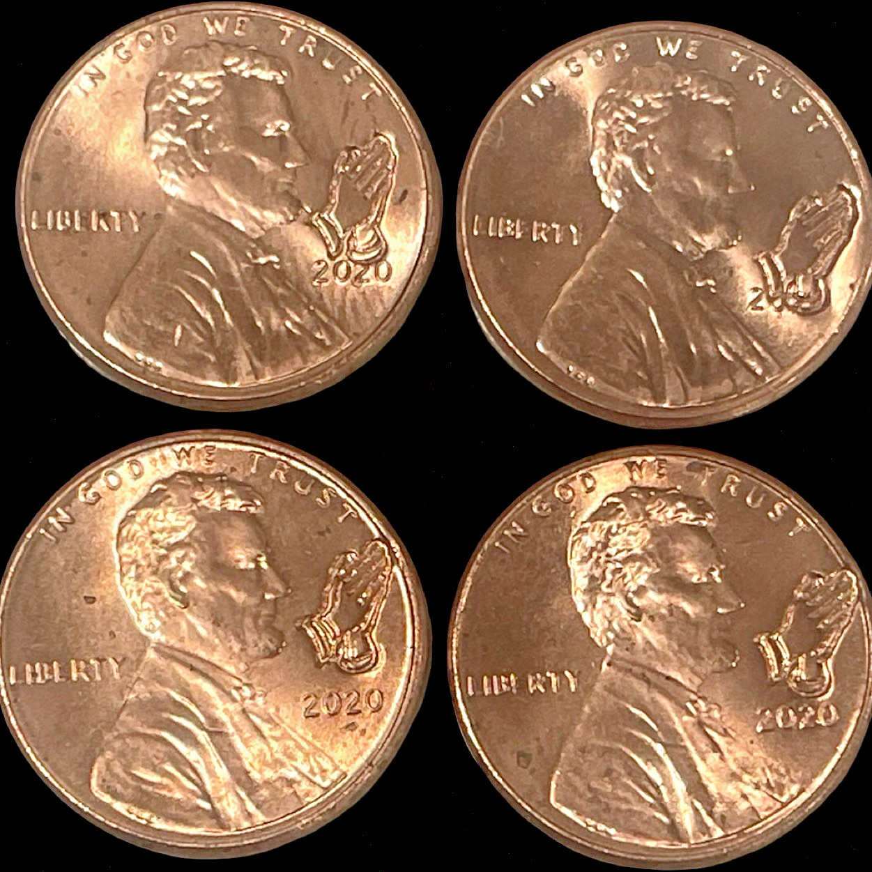 2020 Praying Hands Lent Easter Pocket Coin Counter Stamp Imprint Lincoln Cent