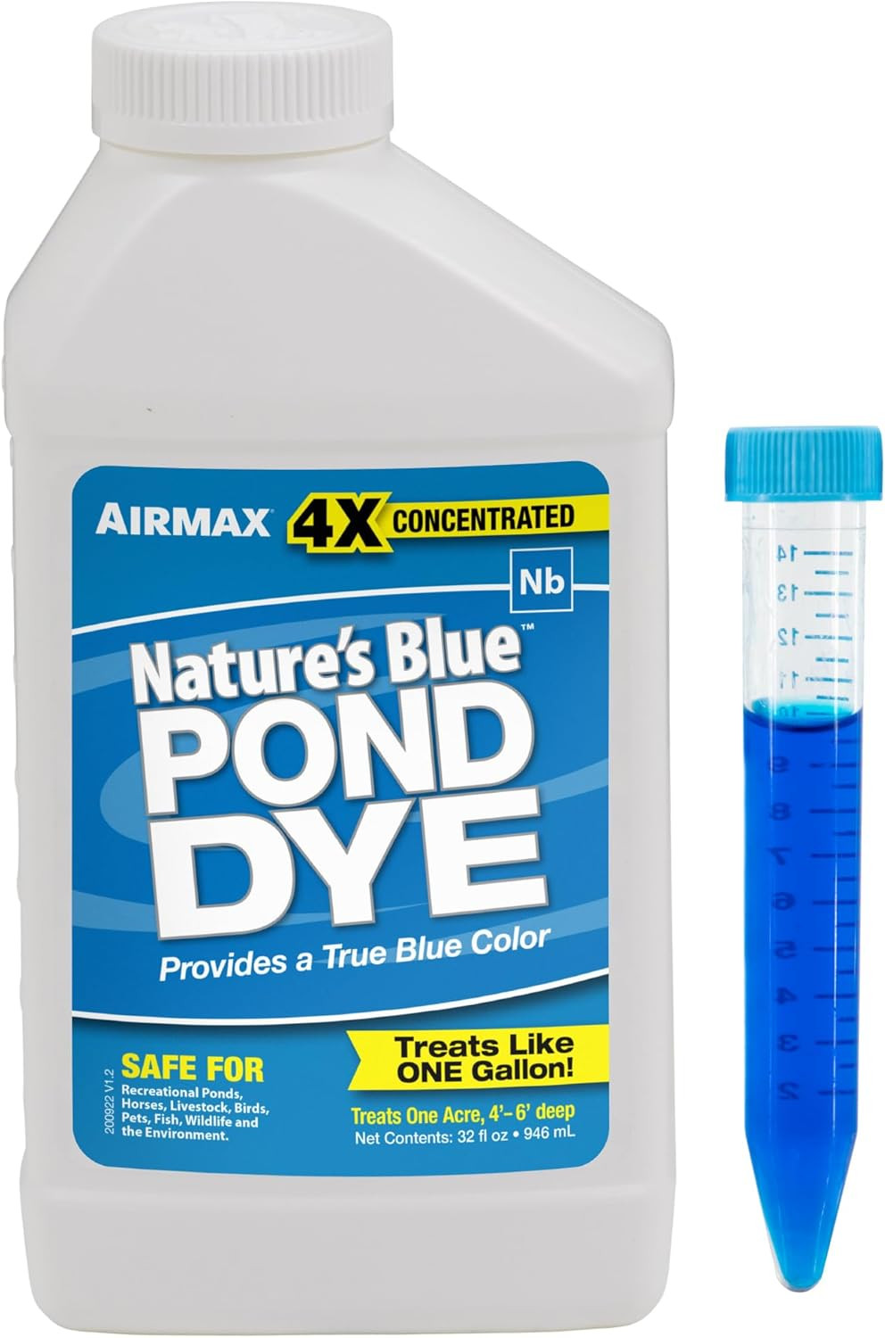 Airmax Nature'S Blue Pond Dye 4X Concentrate for Outdoor Ponds & Lakes, Natural