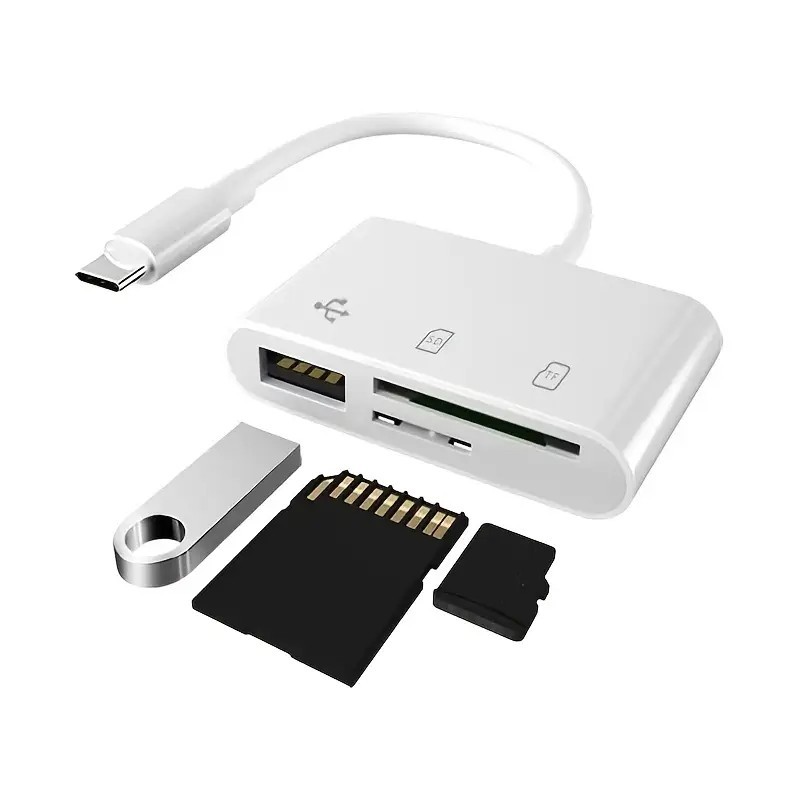 Type-C Multi-Card Reader Adapter:USB SD/TF to USB-C for iPhone 16/15/iPad/Mac/PC