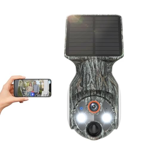 Solar-Powered 1080p Battery Camera, Security Cameras Wireless Camouflage